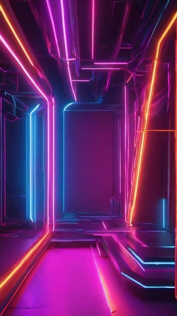 3d abstract background with neon lights 3d illustration