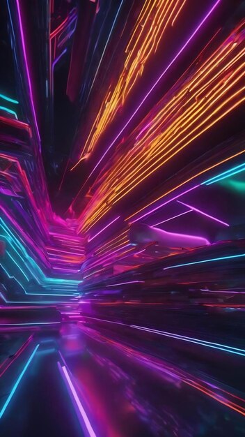 3d abstract background with neon lights 3d illustration