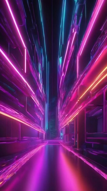 3d abstract background with neon lights 3d illustration