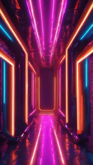 3d abstract background with neon lights 3d illustration