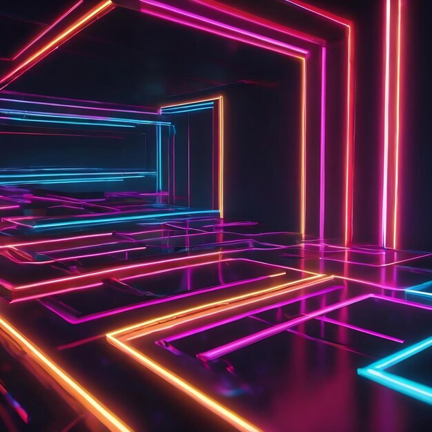 3d abstract background with neon lights 3d illustration