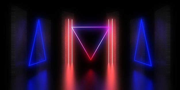 3D abstract background with neon lights. neon tunnel. 3d illustration