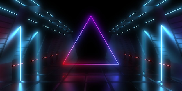 3D abstract background with neon lights. neon tunnel. 3d illustration