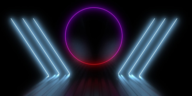 3D abstract background with neon lights. neon tunnel. 3d illustration