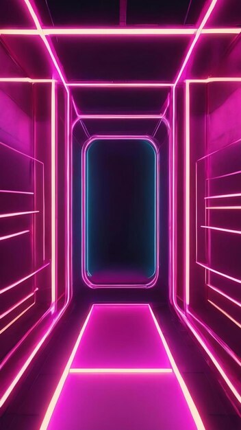 3d abstract background with neon lights neon tunnel 3d illustration