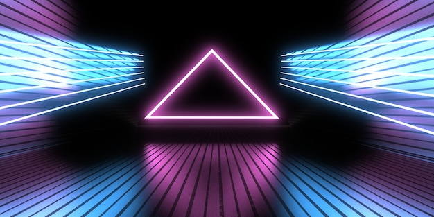 3D abstract background with neon lights. neon tunnel. .space construction . .3d illustration33