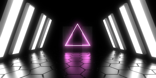 3D abstract background with neon lights. neon tunnel. .space construction . .3d illustration33