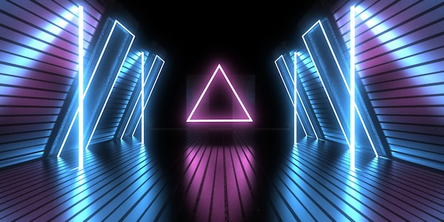 3D abstract background with neon lights. neon tunnel. .space construction . .3d illustration33