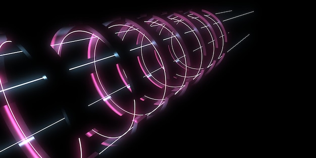 3D abstract background with neon lights. neon tunnel  .space construction . .3d illustration