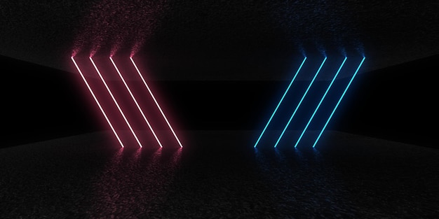 3D абстрактный фон с неоновыми огнями неоновый туннель космическое строительство 3d иллюстрация