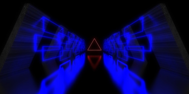 3D abstract background with neon lights. neon tunnel .space construction . 3d illustration