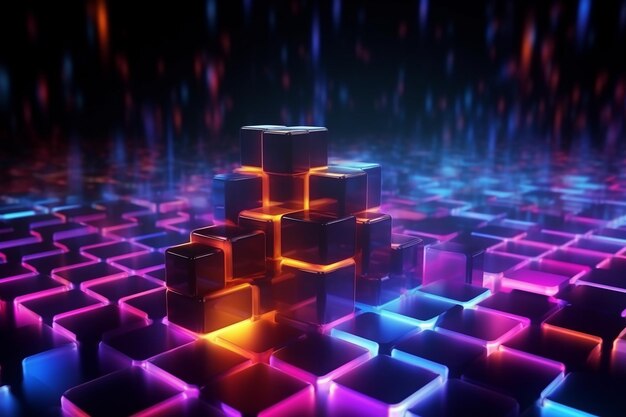 3d abstract background with neon lights neon