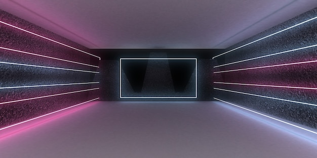 Photo 3d abstract background with neon lights