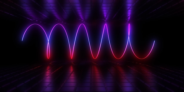 3D abstract background with neon lights