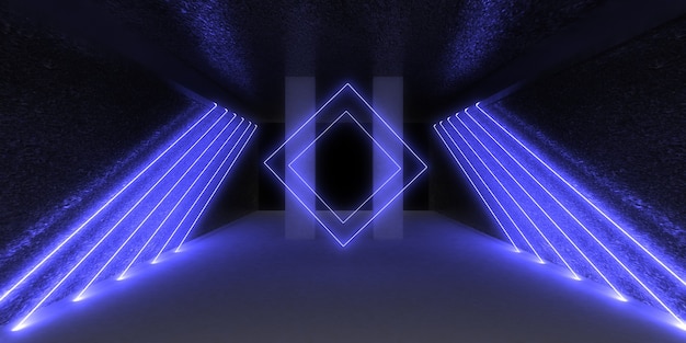 3D abstract background with neon lights