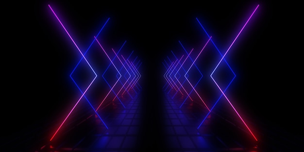 3D abstract background with neon lights