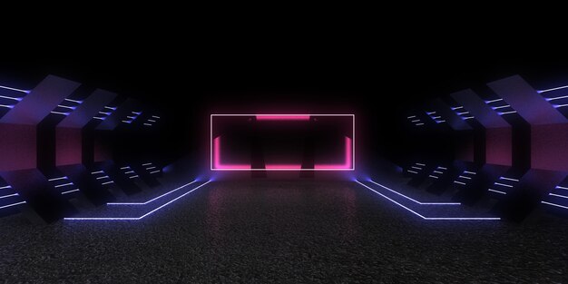 3D abstract background with neon lights