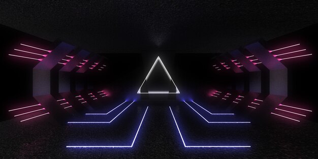 3D abstract background with neon lights