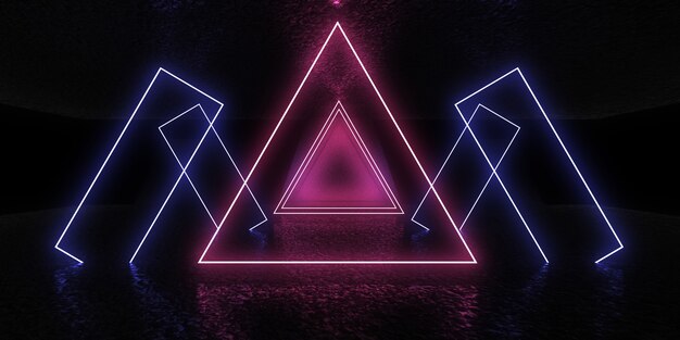 3D abstract background with neon lights