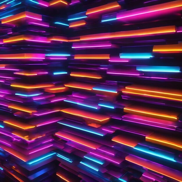 3d abstract background with neon lights