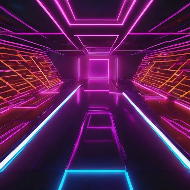 3d abstract background with neon lights