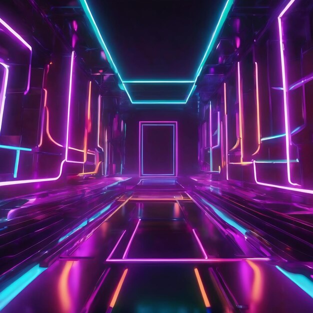 3d abstract background with neon lights