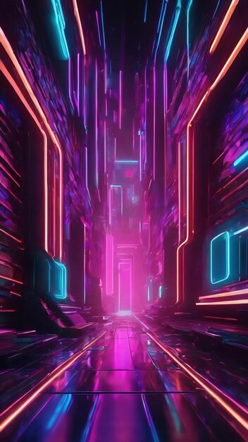 3d abstract background with neon lights