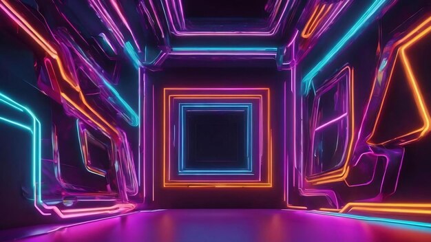 3d abstract background with neon lights