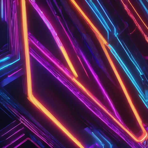 3d abstract background with neon lights