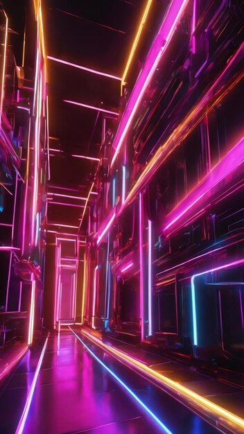 3d abstract background with neon lights