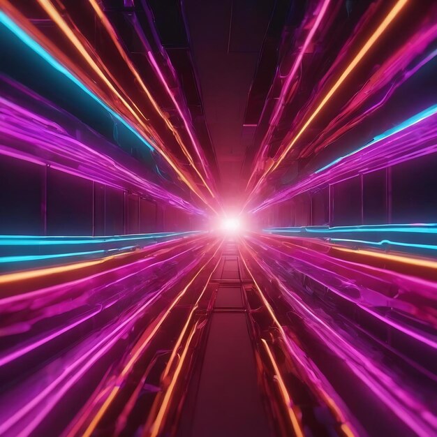 3d abstract background with neon lights