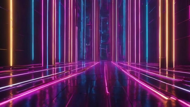 3d abstract background with neon lights