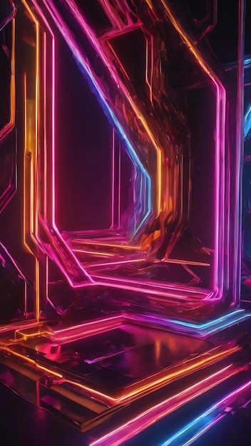 3d abstract background with neon lights