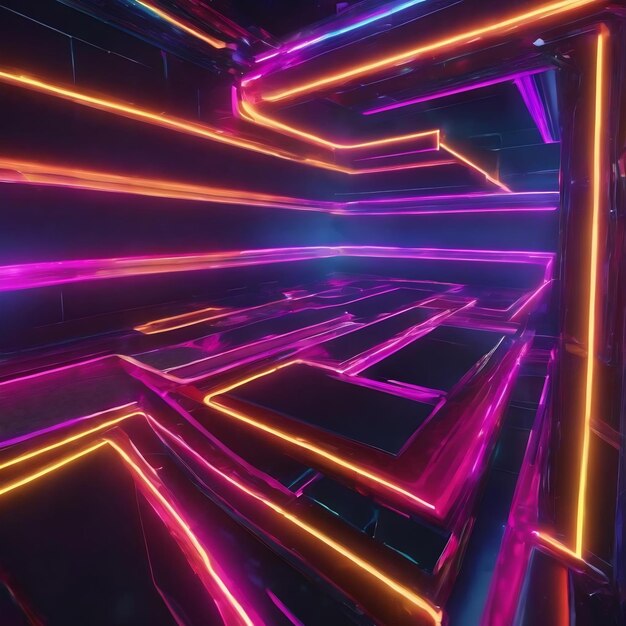 3d abstract background with neon lights