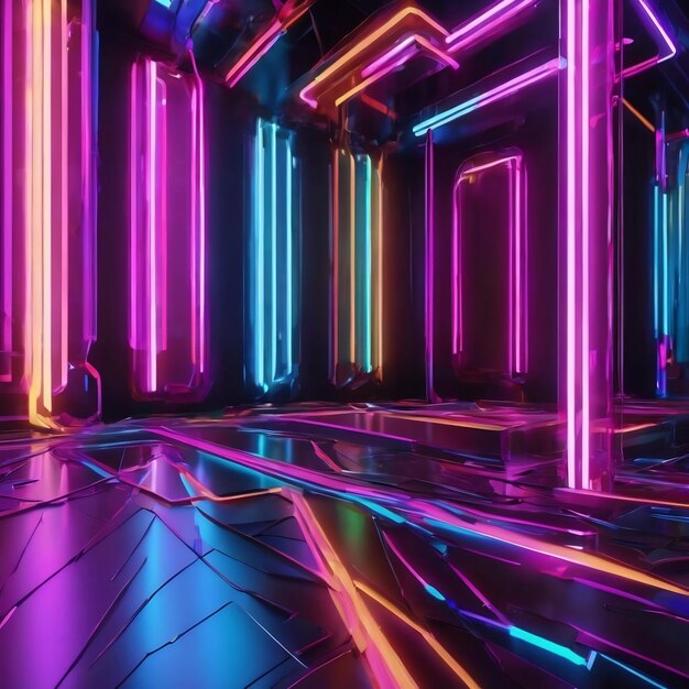 3d abstract background with neon lights