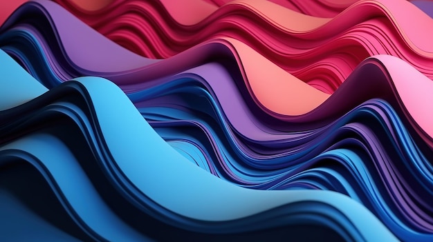 3d abstract background with paper cut neon shape Generative Ai