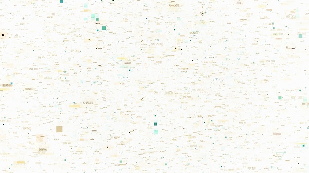 3d abstract background with random particles. randomly generated text with digits. dark technology or business background. triangles, crosses and square forms of elements with different sizes.