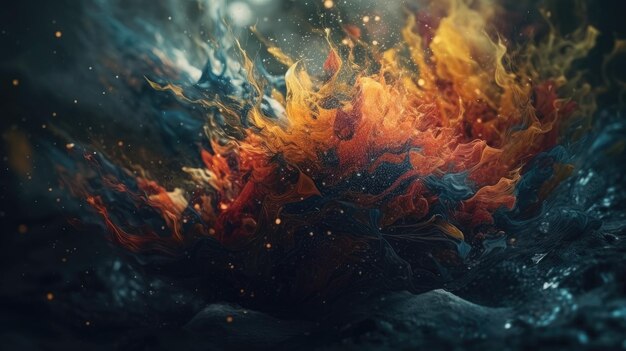 Photo 3d abstract background with smoke and colorful splashes