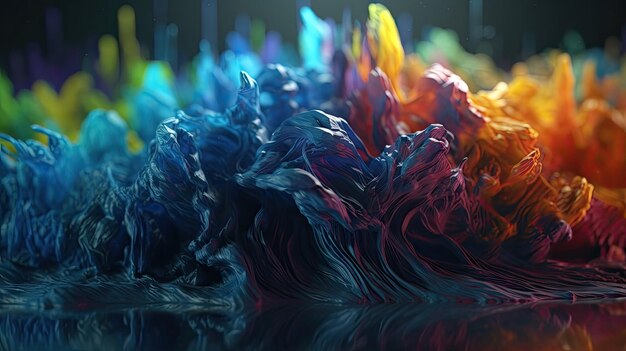 Photo 3d abstract background with smoke and colorful splashes