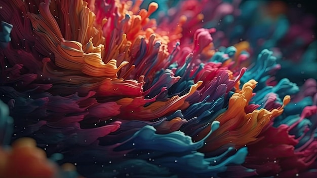 3D abstract background with smoke and colorful splashes