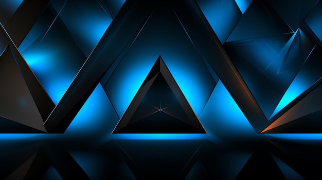 3D abstract behangdriehoek gloeit modern blauw