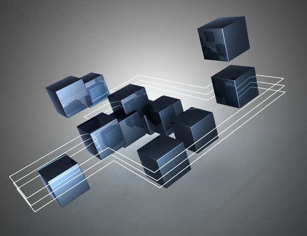 3d abstract cubes background. 3d illustration