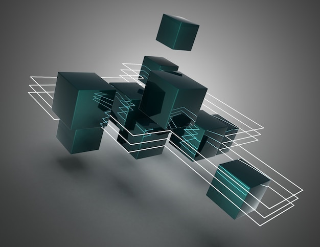 3d abstract cubes background. 3d illustration