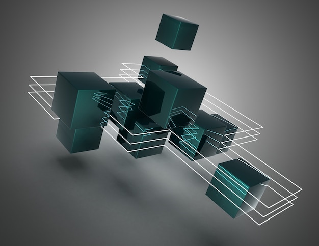 Photo 3d abstract cubes background. 3d illustration