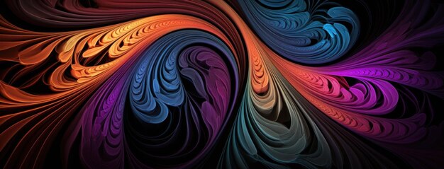 3D Abstract Design Background with Wavy and Spiral Fractal Patterns Generative AI