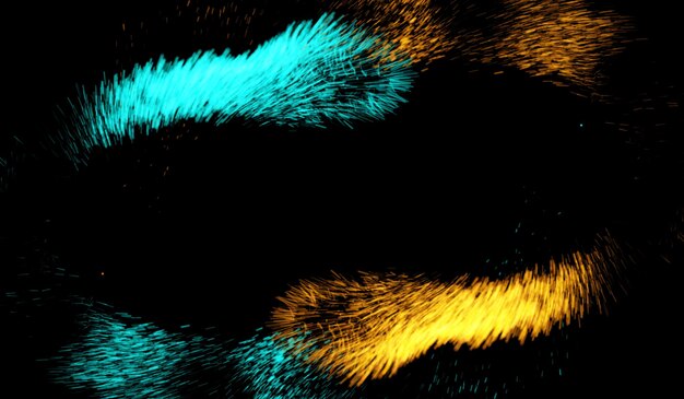 3D abstract digital technology particles fragmentation and mixing of multicolor on black background