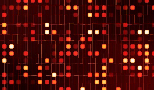 3D abstract digital technology red particles on red background