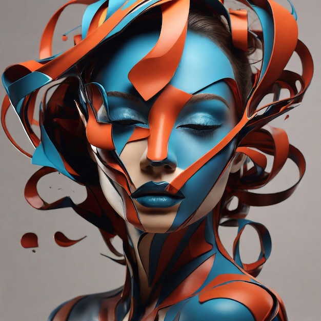 3D abstract effect face of a woman