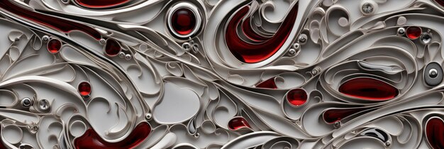 3d abstract elegant zilver met rode banner achtergrond