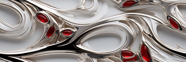 3d abstract elegant zilver met rode banner achtergrond
